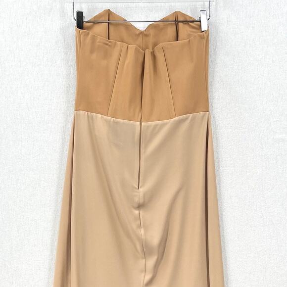 RHEA COSTA Strapless Slip Dress Womens Large XL Tan Strapless Mesh Lining Light - Picture 6 of 14